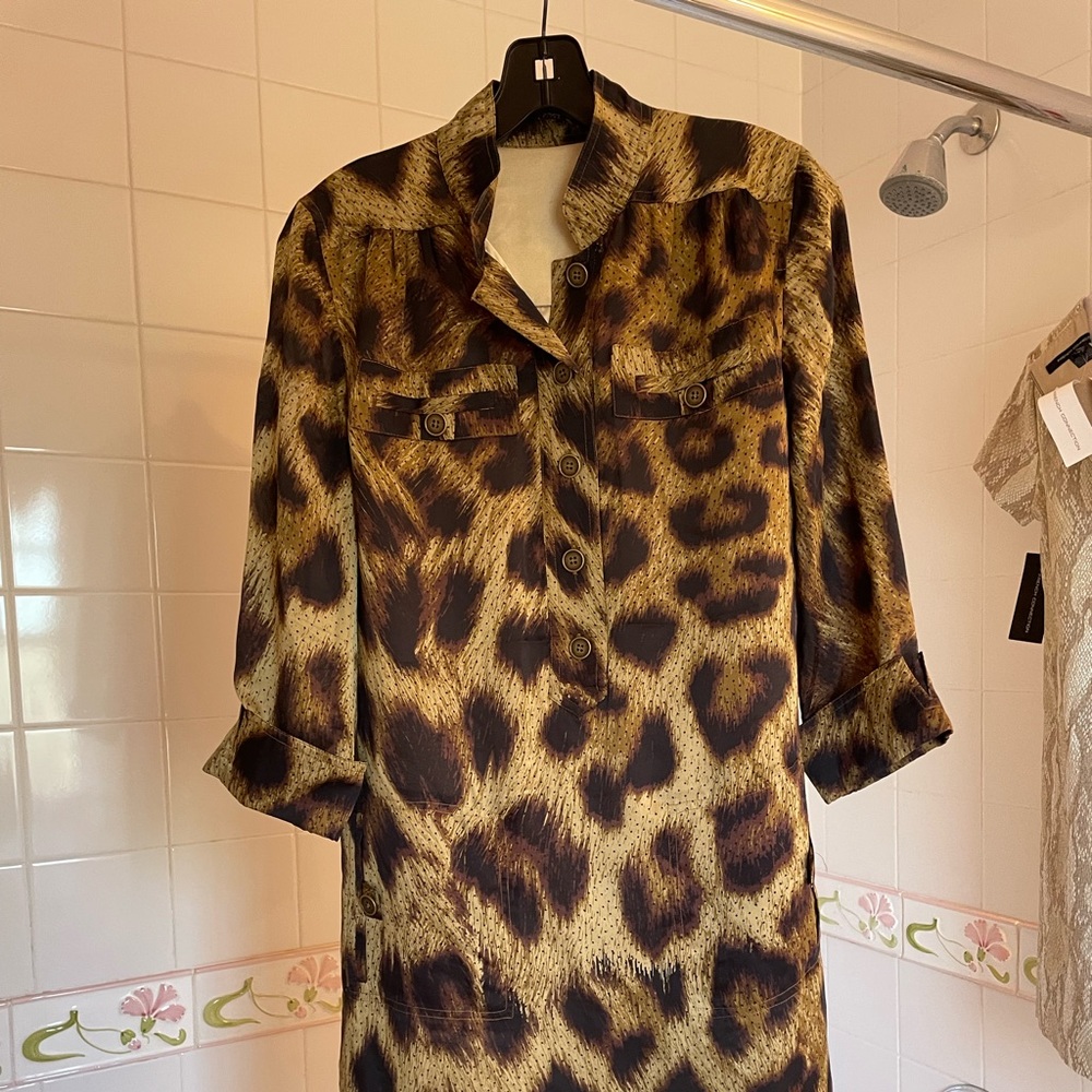 Magaschoni leopard shirt dress lined and with pockets